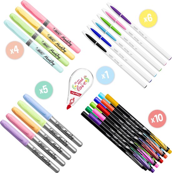 BIC My 4 Colours Box - Stylos-Billes Rétractables a Pointe Moyenne (1,0 mm), Boîte de 5 - La Poste Pro