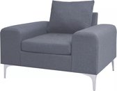 Medina Fauteuil met kussen staal en stof lichtgrijs