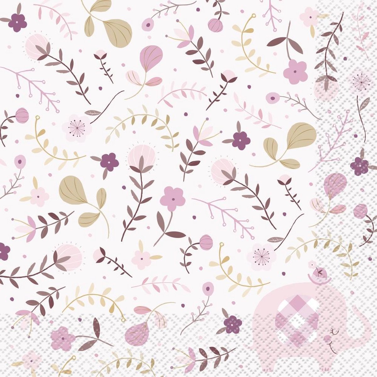 Servetten Floral Elephant Roze (16 stuks)