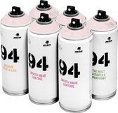 MTN 94 Saudade Pink - lichtroze spuitverf - 6 stuks - 400ml lage druk en matte afwerking
