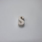 Gipsen letter S, onbehandeld gips, 5,5 cm hoog, wit