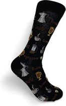 JustSockIt Koffie sokken zwart- Sokken - Leuke sokken - Vrolijke sokken - Koffie cadeau - Cadeau voor mannen