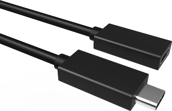 Foto: Usb c verlengkabel usb 3 1 gen 2 10 gb s laadsnelheid 5a zwart 0 5 meter allteq