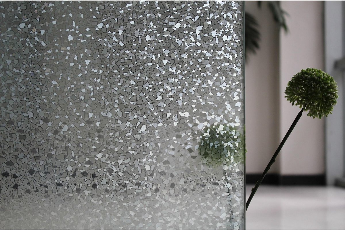 Raamfolie steentjes semi transparant 45 cm x 2 meter statisch - Glasfolie - Anti inkijk folie - Wicotex