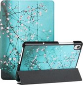 Voor Lenovo Tab M8 FHD (8705F) Zijdetextuur Gekleurd Tekenpatroon Horizontale Flip Magnetische PU Lederen Case met Drie-opvouwbare Houder (Pruimenbloesem)