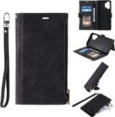 Voor Samsung Galaxy A32 5G Zijrits Terug Kaart Horizontale Flip PU Lederen Case met Kaartsleuven & Portemonnee & Fotolijst & Lanyard (Zwart)