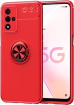 Voor OPPO A93s 5G metalen ringhouder 360 graden roterende TPU-hoes (rood)