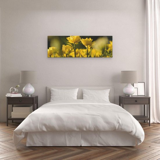 Artaza - Peinture Sur Toile - Tulipes Jaunes - Fleurs - 120x40 - Groot - Photo Sur Toile - Impression Sur Toile