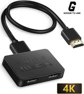 GoodsToUse HDMI Splitter – HDMI Switch – 1 Ingang 2 Uitgangen – 4K Resolutie – 1080 Pixels – Incl. USB-kabel