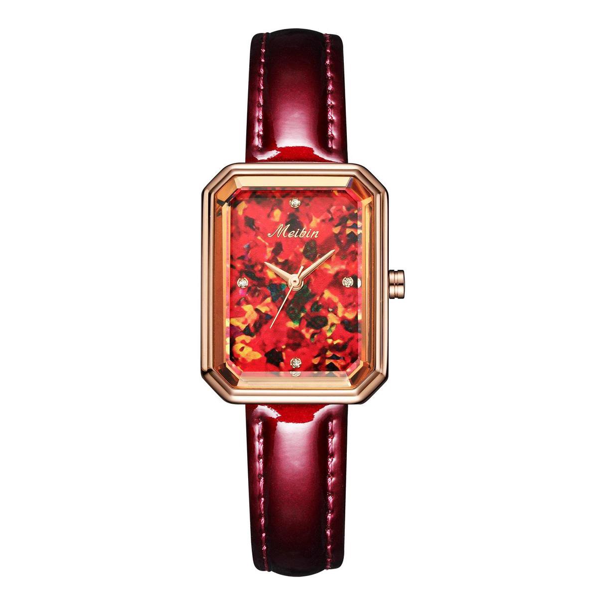Longbo - Meibin - Dames Horloge - Rood/Rosé/Rood - 25*33mm (Productvideo)