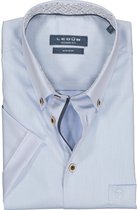 Ledub Modern Fit overhemd - korte mouw - lichtblauw twill (contrast) - Strijkvrij - Boordmaat: 38