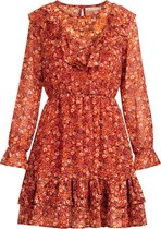 Floral ruffle mini dress red