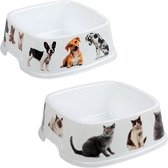 2 stuks honden - kattenvoer- en drinkbak 750 ml 17,6 cm
