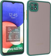 Hoesje Geschikt voor Samsung Galaxy A22 5G - Hard Case Backcover Telefoonhoesje Donker Groen