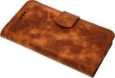Made-NL Handgemaakte iPhone XR book case robuuste koper bruin kras leer