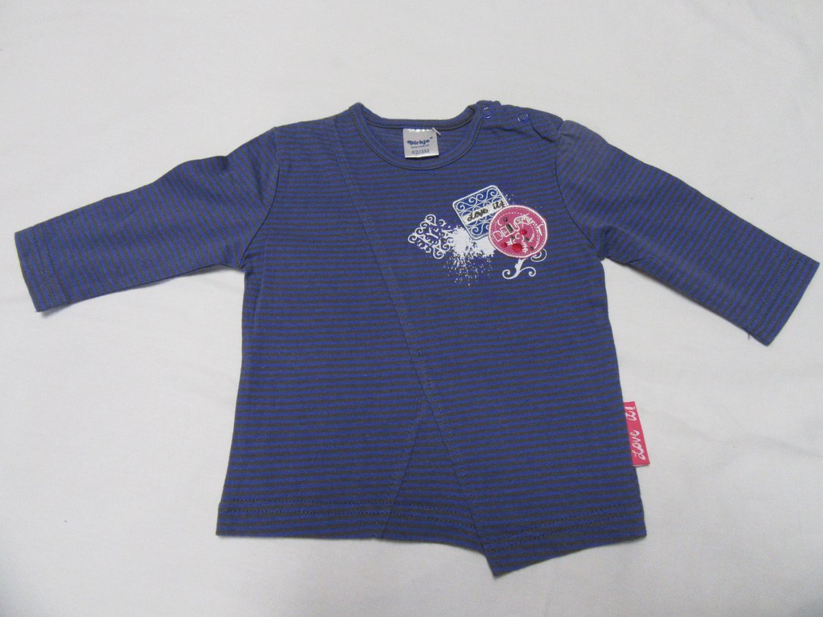 dirkje, meisjes , t-shirt met lange mouw , streepje , Love it deluxe , 80 - 12 maand