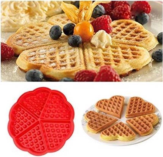 Siliconen Wafelvorm-Hartvorm - 5 Wafels-Cakevorm-bakkerij gereedschappen Cake-Wafelmaker — afbeelding 2