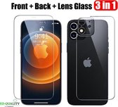 Screenprotector 3 in 1 voor iphone 12 - Scherm Protector - Camara protector - Achterkant protector- H9 glas
