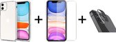 iParadise iPhone 13 Mini hoesje siliconen case transparant cover - 1x iPhone 13 Mini Screen Protector + 1x Camera Lens Screenprotector