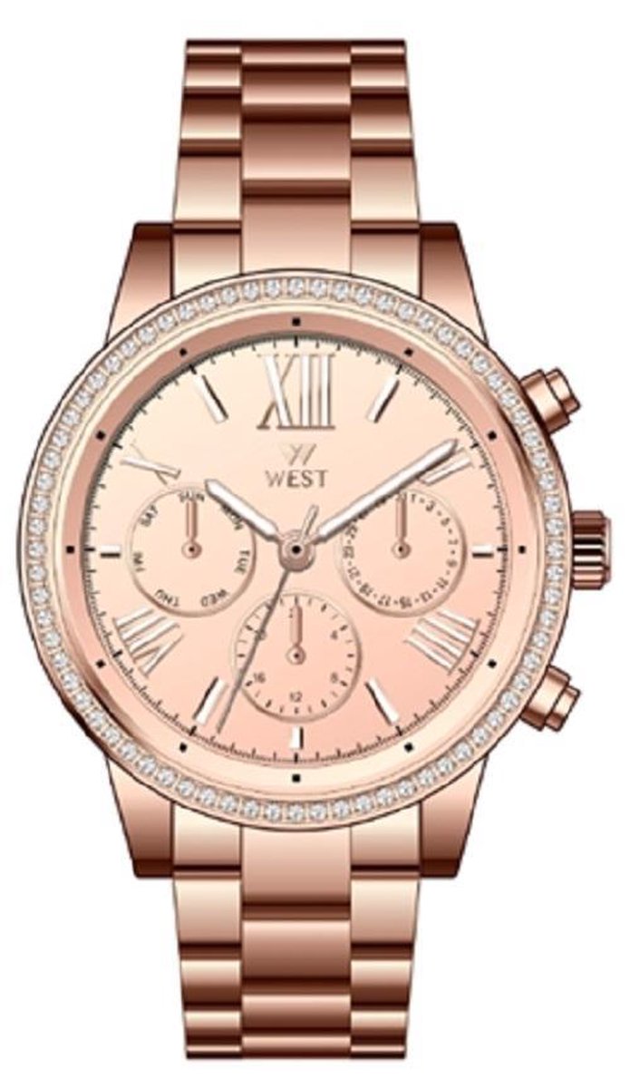 West Watches Model Florence Dames horloge - 36 mm - Rosé - Goudkleurig