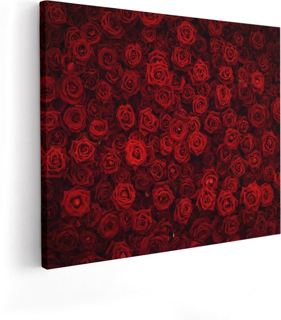 Artaza Canvas Schilderij Rode Rozen Achtergrond - 100x80 - Groot - Foto Op Canvas - Canvas Print