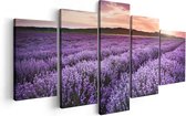 Artaza Canvas Schilderij Vijfluik Bloemenveld Met Paarse Lavendel - Bloemen - 100x50 - Foto Op Canvas - Canvas Print