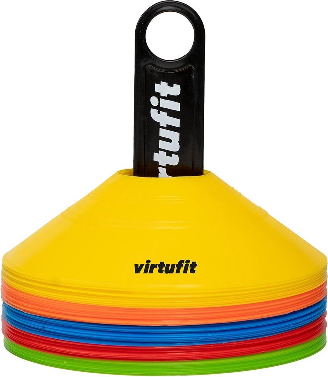 VirtuFit Trainingshoedjes - Pionnen - 50 Stuks - Voetbal - Markeerschijven - Inclusief Tas en houder op Prijzenvolger.com