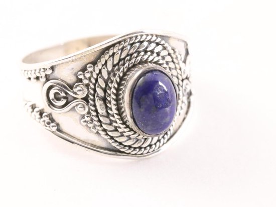 Bague artisanale en argent avec lapis lazuli - taille 16 | bol