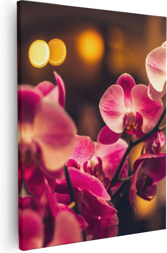 Artaza Canvas Schilderij Roze Orchidee Bloemen - 40x50 - Foto Op Canvas - Canvas Print