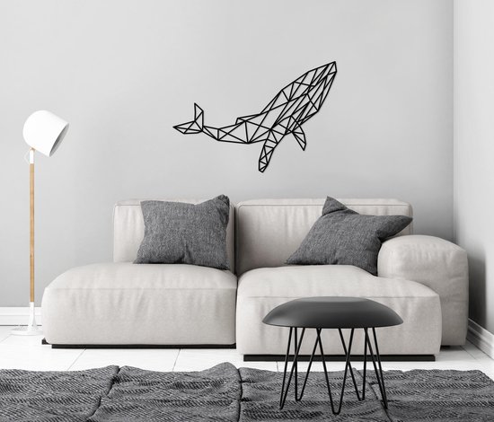 Baleine géométrique Décoration murale MDF Zwart 678x400mm