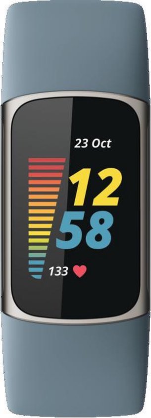 6. Fitbit Charge 5 - Activity Tracker - horloge met stappenteller - Staalblauw