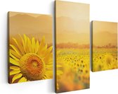 Artaza - Triptyque de peinture sur toile - Champ de tournesols avec lever de soleil - 90x60 - Photo sur toile - Impression sur toile