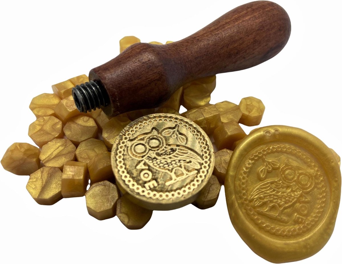 Stempel voor het maken van Waxzegels & lakzegels - Uil - Incl. 20 waxzegels goud - Knutselen - Knutselpakket