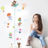 Muursticker Kinderkamer - Groeimeter - Wand Decoratie - Beertjes en Ballonnetjes - 180 x 100 cm