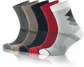 Kleurrijke bamboe crew sokken | GoWith 5 paar Sport Quarter-sokken voor heren | Rennen Sokken | Cadeau voor mannen |maat: 40-44 | 3209 met wit