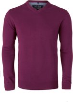 MARVELIS modern fit trui katoen - V-hals - aubergine - Maat: XL