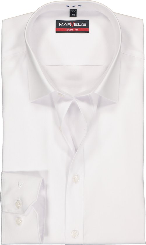 Marvelis heren business overhemd modern fit effen, kleur:wit, maat:41