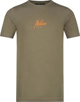 Malelions Junior Double Signature T-Shirt - Army/Orange