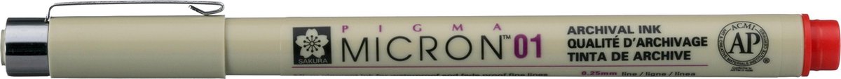 Sakura Pigma Micron 0.25 mm Archival Ink Pen Rood