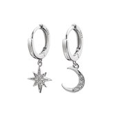 Semyco® dames oorbellen zilver Star and Moon - 925 zilver - Minimalistisch - Geleverd in luxe cadeauverpakking