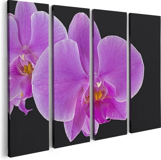 Artaza Canvas Schilderij Vierluik Licht Paarse Orchidee - Bloem - 80x60 - Foto Op Canvas - Canvas Print