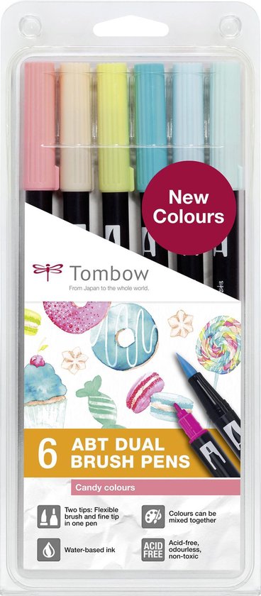 Tombow Brush pen ABT Dual Brush Pen Set off 6 Candy Colours