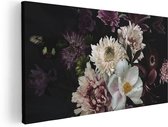 Artaza Canvas Schilderij Diverse Bloemen Op Zwart Achtergrond - 120x60 - Groot - Foto Op Canvas - Canvas Print