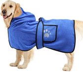 Badjas voor kleine en middelgrote honden, zachte Dryup Cape in microvezel, sneldrogend, extra absorberend, comfortabel en omhullend, blauw, M