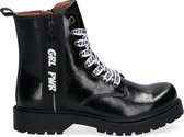 Braqeez Belle Boot Meisjes Biker Boots - Zwart - Leer - Veters