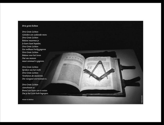 Acacia – Drie grote lichten – maçonniek gedicht in fotolijst zwart aluminium 30 x 40 cm