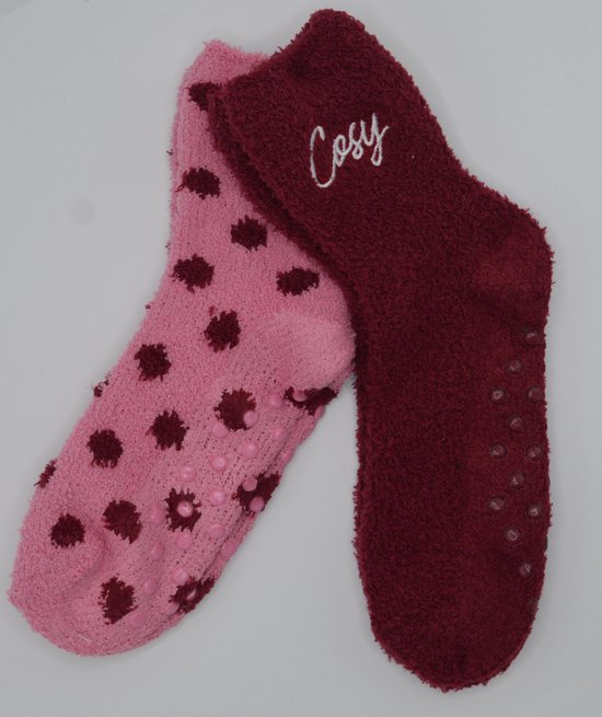 Huissokken Dames 2 paar - cosy socks - Maat 36-41/TU- Anti-slip