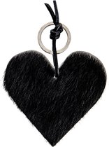 Sleutelhangers| Sleutelhanger Heart Zwart | Koehuid | 100% Natuurlijk Leer | Hartje
