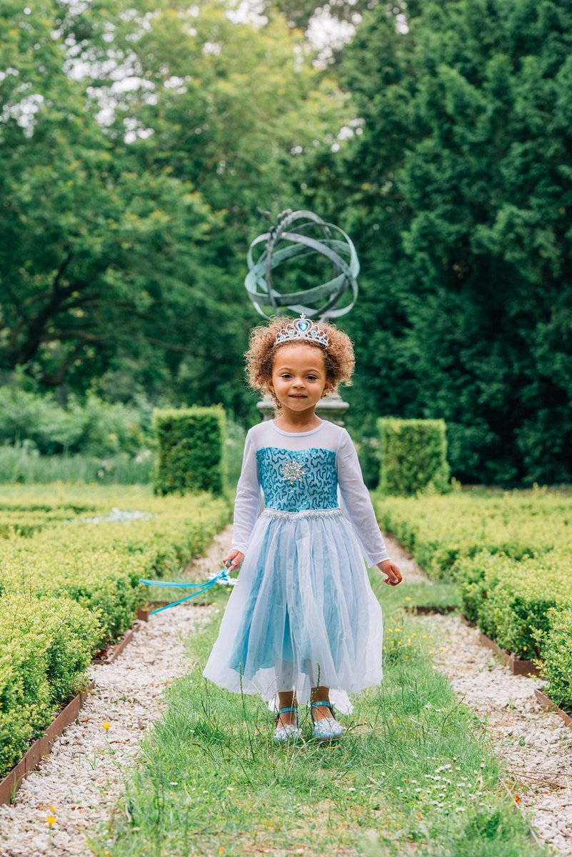 Frozen verkleedkleding - Het Betere Merk prinsessenjurk meisje - Elsa jurk inclusief tiara en toverstaf - maat 98/104 - verkleedkleding kinderen — afbeelding 4