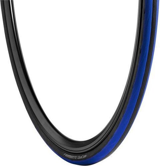 Zwarte fietsband met blauwe strepen en 'Fiammante DualComp' tekst.